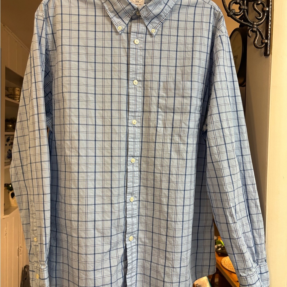 Brooks Brothers Regent Style Blue Plaid Button Down Long Sleeve Men’s Xl